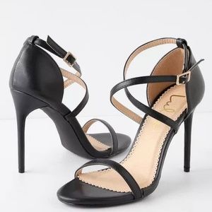 Lulus Trysten black cross strap heels
